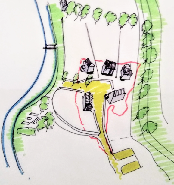 A coloured pencil sketch of an eco-community