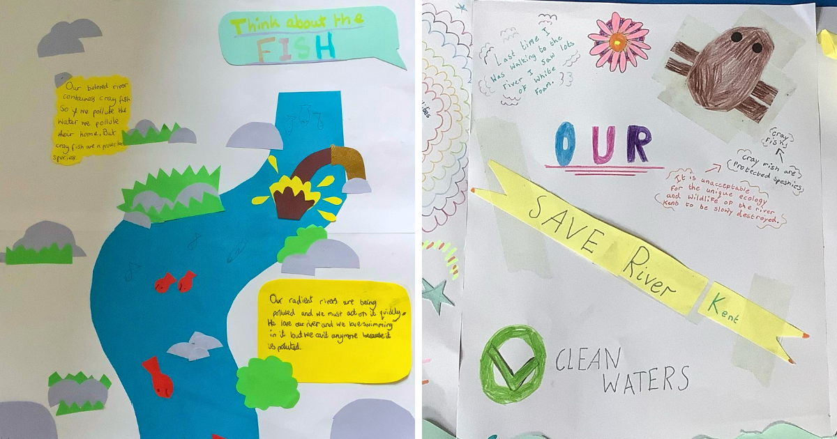 Children's letters to Louise Beardmore, CEO of United Utilities, about cleaning up the river Kent