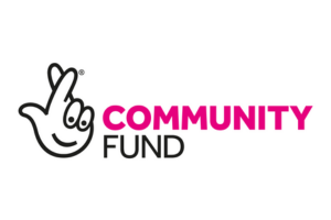 The National Lottery Community Fund logo in pink and black text with a crossed fingers icon.