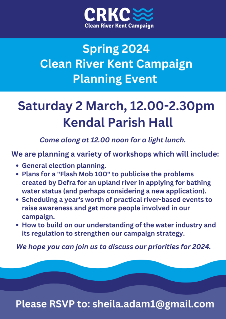 A poster advertising the Clean River Kent Campaign spring 2024 planning event