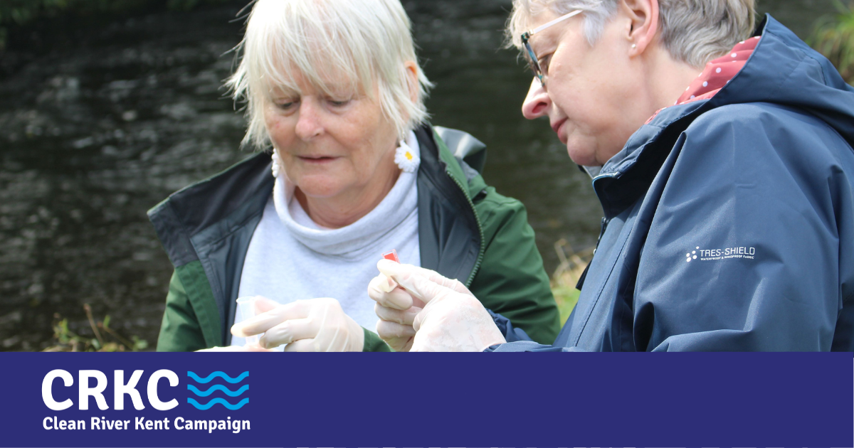 Two members of the Staveley WI helping with river water quality testing.
